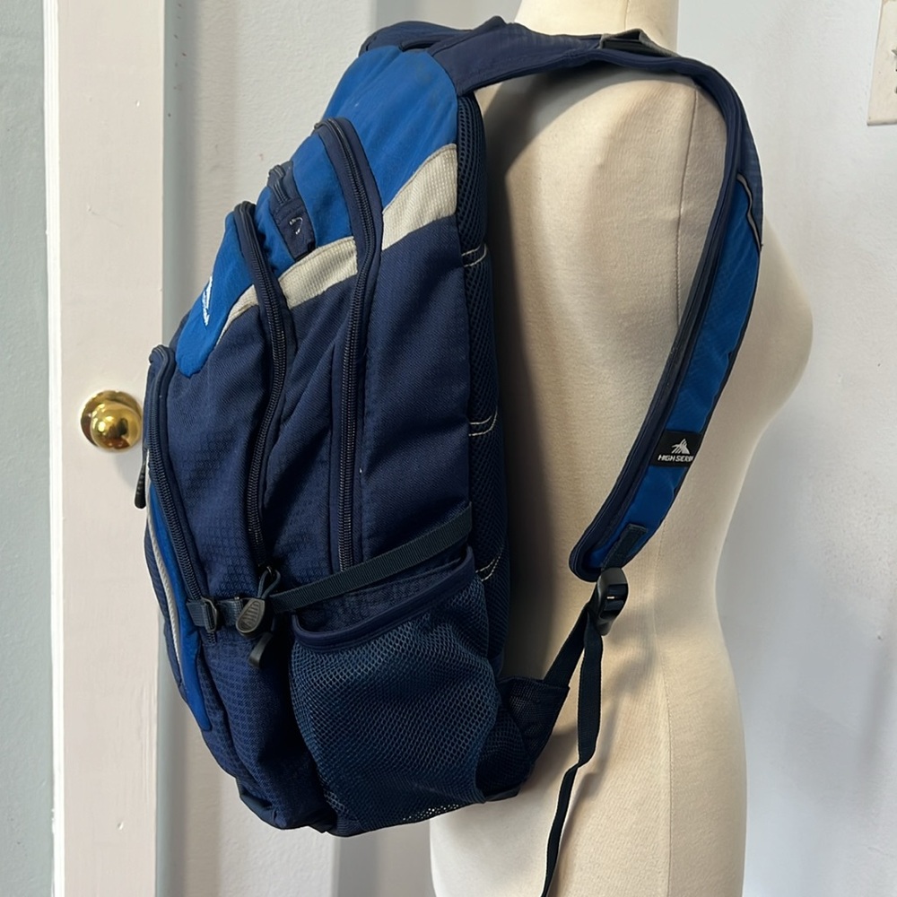 High Sierra Blue Laptop 19" Computer Padded Backpack Bag - Picture 2 of 14